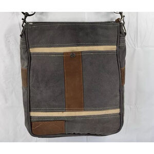 Mona B Cameron Upcycled Canvas Messenger Crossbody Bag Purse With guitar Strap